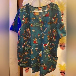 Dr Suess Grinch Womens Scrub Top size 2XL